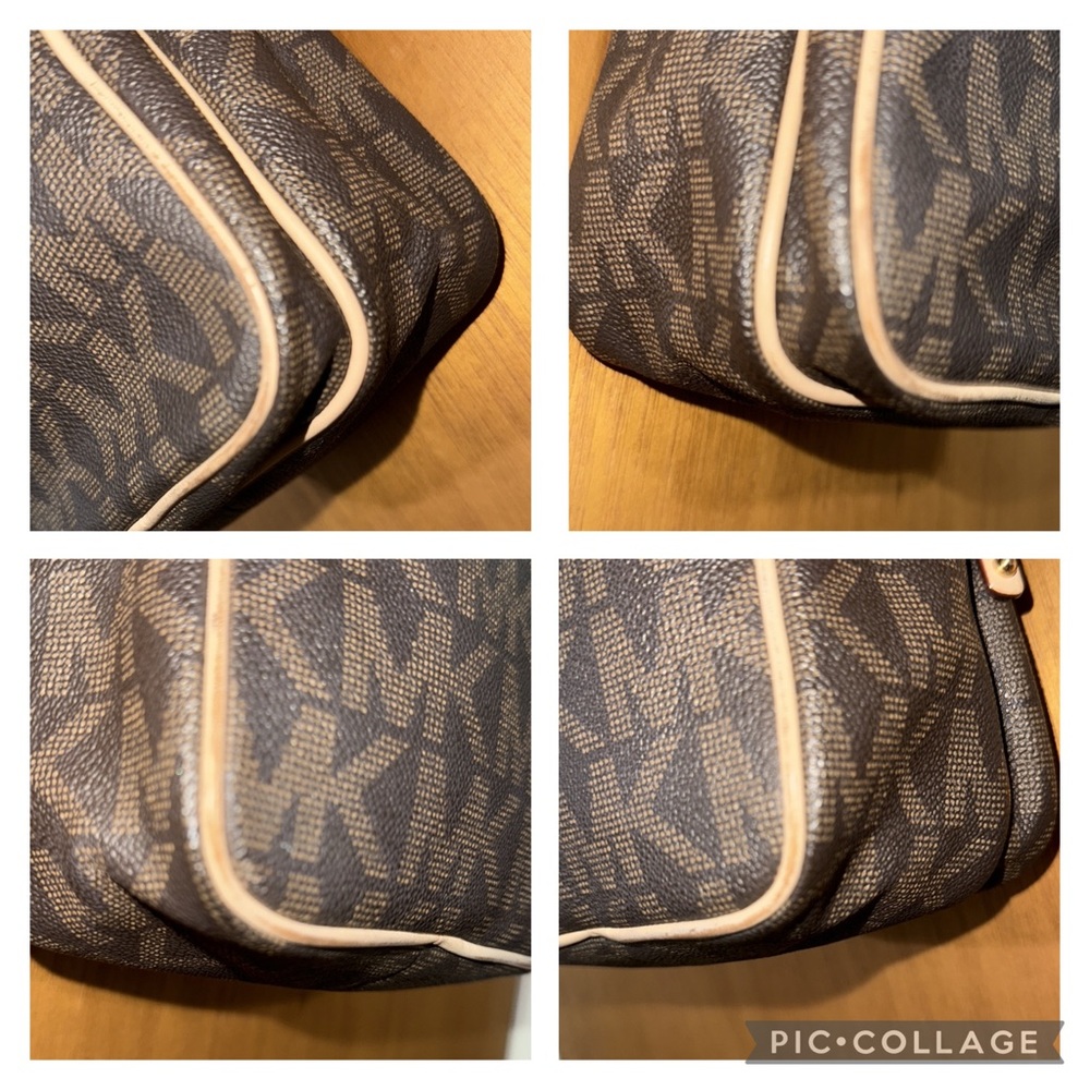 •MICHAEL KORS•BROWN & TAN JET SET TRAVEL FLIGHT BAG W/SIGNATURE MK LOGO EUC - Picture 9 of 12